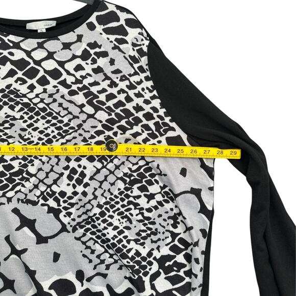 LUUKSE Black And White Abstract Print Bell Sleeves Long Sleeve Top Extra Large - Picture 4 of 5
